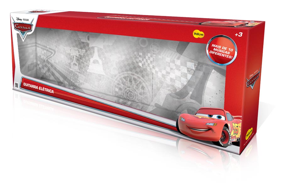 Vista frontal da embalagem window box guitarra carros